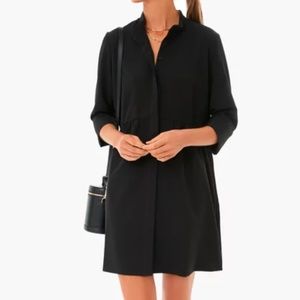Black Stretch Crepe Royal Shirt Dress NWT